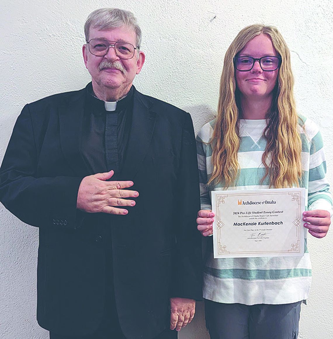 MacKenzie Kurtenbach wins Pro-Life essay contest for 7th graders