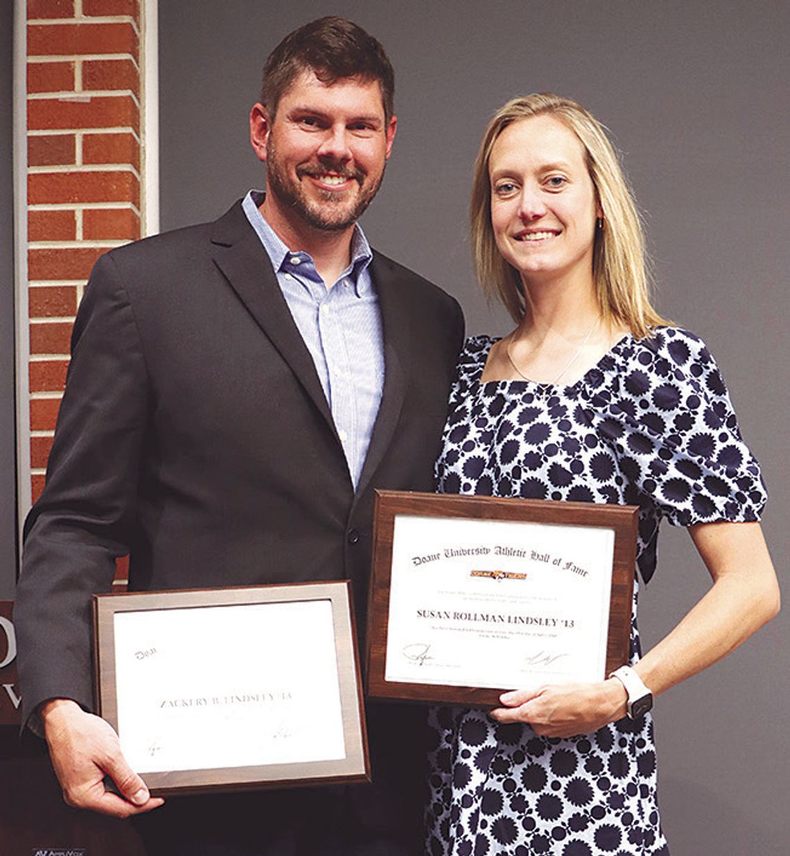 Zack and Susan (Rollman) Lindsley were inducted into the Doane University Athletics Hall of Fame Saturday evening